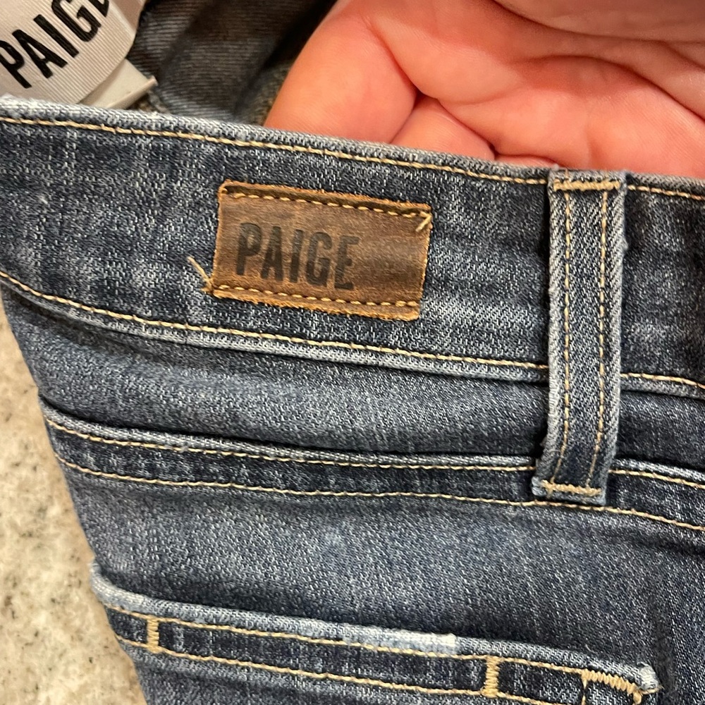PAIGE Dark Blue Distressed Verdugo Ultra Skinny Jeans - Picture 5 of 6